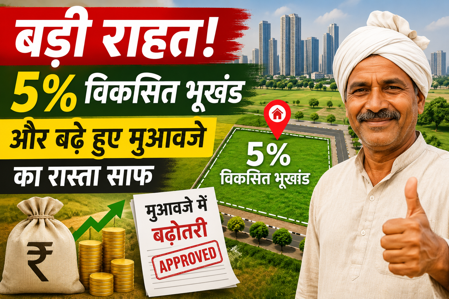 Noida Farmers: बड़ी राहत! 5% विकसित भूखंड और बढ़े हुए मुआवजे का रास्ता साफ