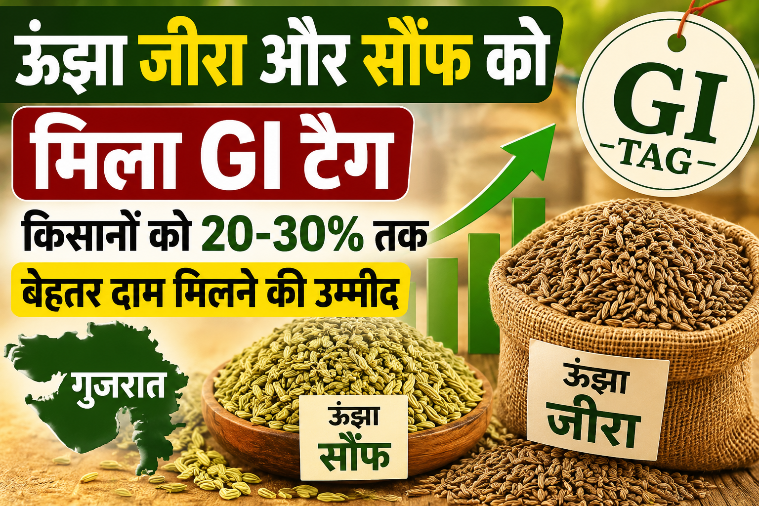 GI Tag मिलने से किसानों को 20-30% तक बेहतर दाम मिलने की उम्मीद Unjha Jeera aur Saunf Ke Dam