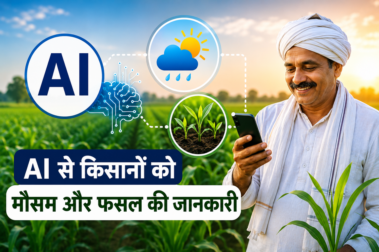 किसानों के लिए बड़ी सौगात! AI से किसानों को मिलेगा मौसम अलर्ट और फसल सुरक्षा की जानकारी  AI Se Kisanon Ko Mausam Aur Fasal Ki Jankari