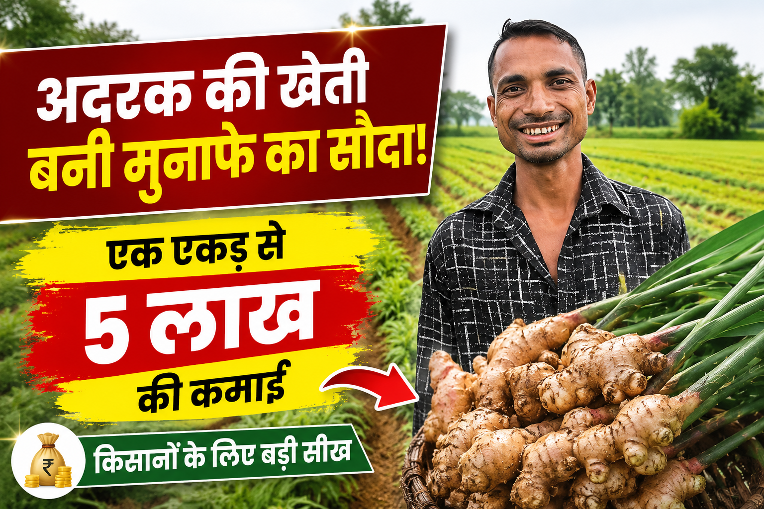 अदरक की खेती बनी मुनाफे का सौदा! एक एकड़ से 5 लाख की कमाई, किसानों के लिए बड़ी सीख Amit Kumar Singh Ginger Farming Success Story Surguja