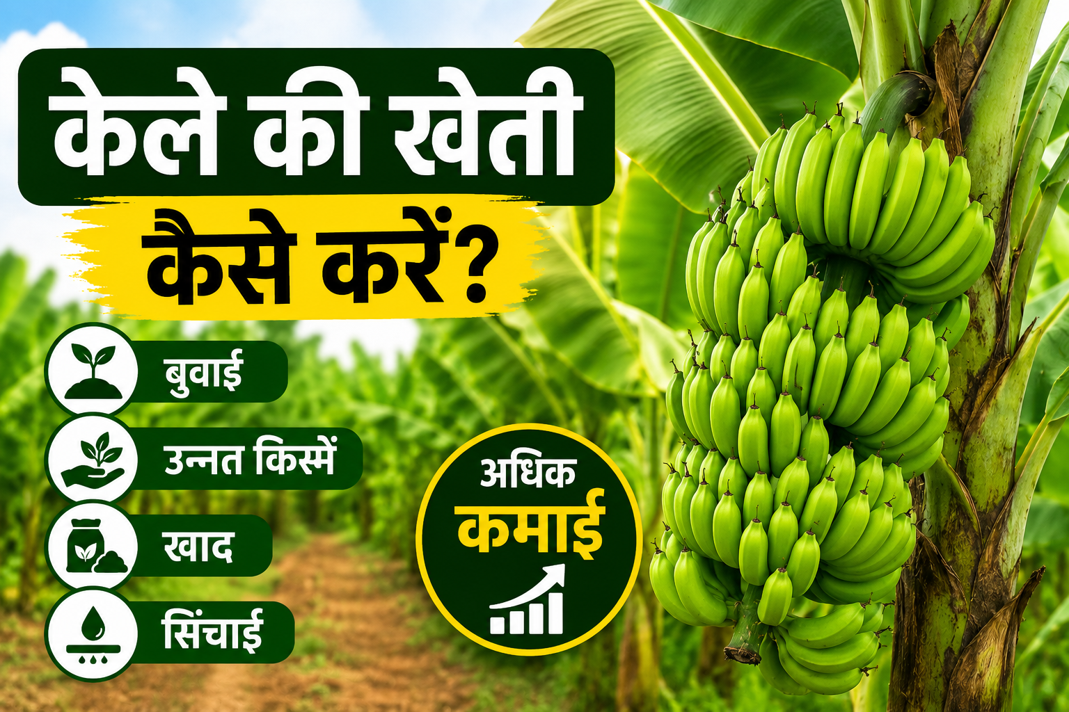 केले की खेती कैसे करें? बुवाई, उन्नत किस्में, खाद, सिंचाई, रोग नियंत्रण और कमाई की पूरी जानकारी Banana Farming Guide