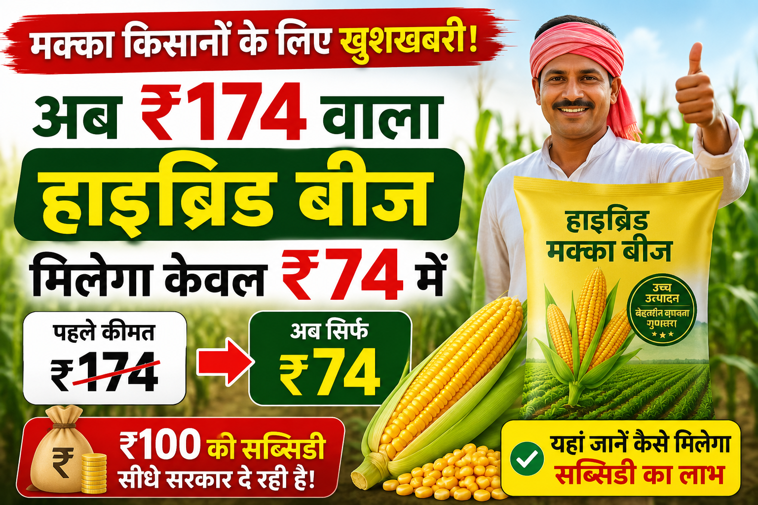 मक्का किसानों के लिए खुशखबरी! अब ₹174 वाला हाइब्रिड बीज मिलेगा केवल ₹74 में, यहां जानें कैसे मिलेगा सब्सिडी का लाभ Bihar Hybrid Maize Seed Subsidy