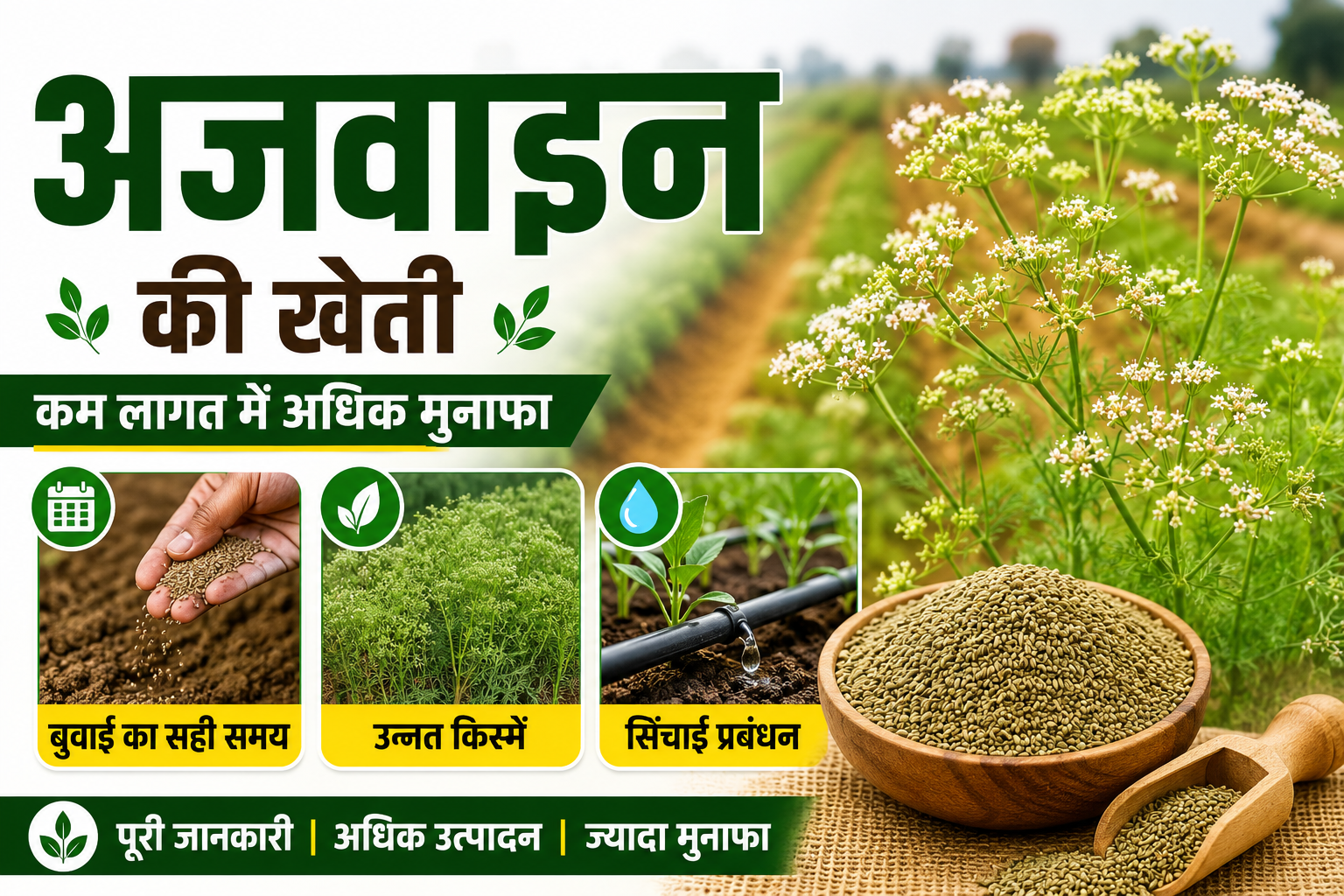 Ajwain Farming in India: अजवाइन की खेती | बुवाई का सही समय, उन्नत किस्में, सिंचाई