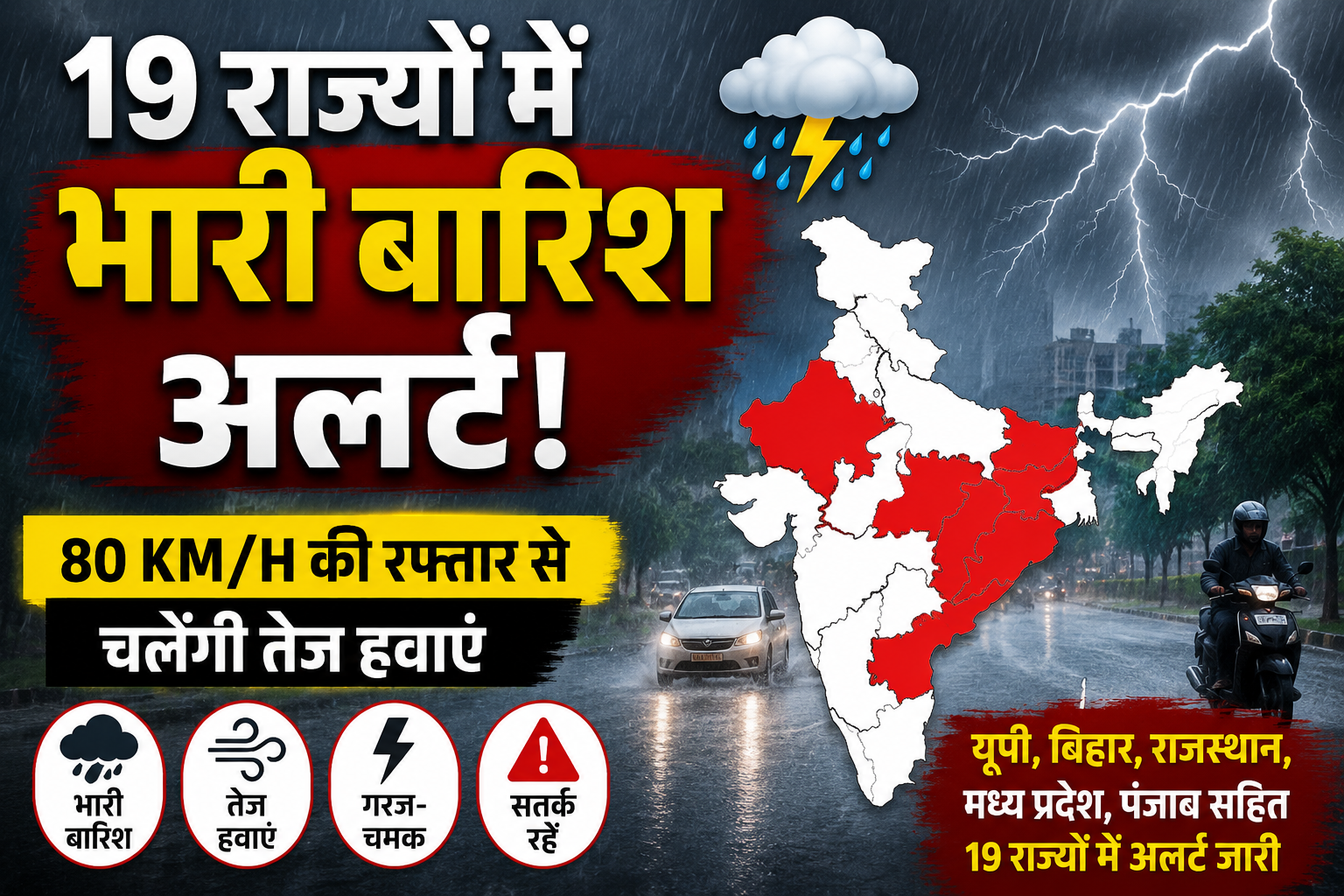 Monsoon Update Today: 19 राज्यों में भारी बारिश अलर्ट!