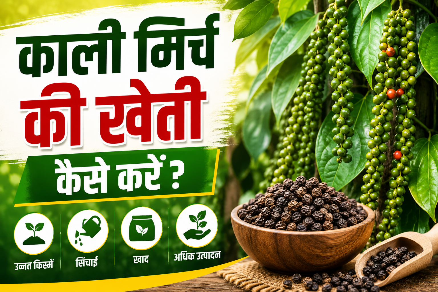 काली मिर्च की खेती कैसे करें? जानें बुवाई, उन्नत किस्में, जलवायु, सिंचाई और अधिक उत्पादन का तरीका Black Pepper Farming