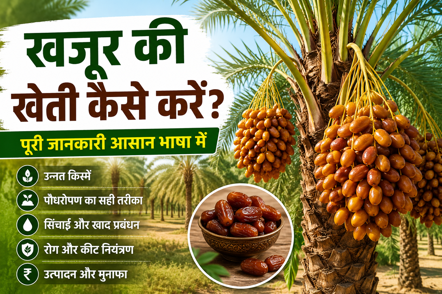 खजूर की खेती कैसे करें? जानें उन्नत किस्में, पौधरोपण, सिंचाई, देखभाल Date Palm Farming