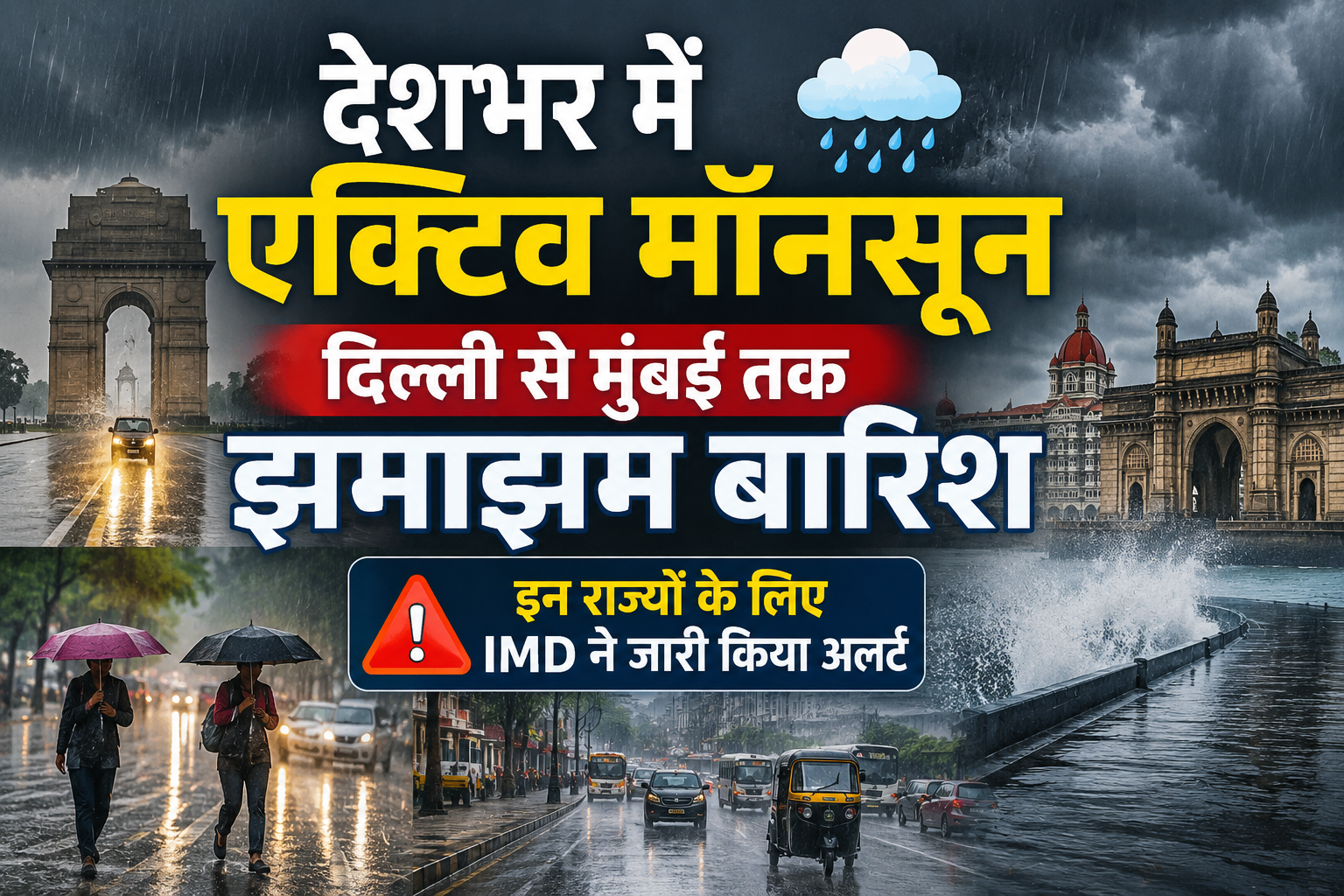 Weather Update Today: देशभर में एक्टिव मॉनसून के चलते दिल्ली से मुंबई तक झमाझम बारिश