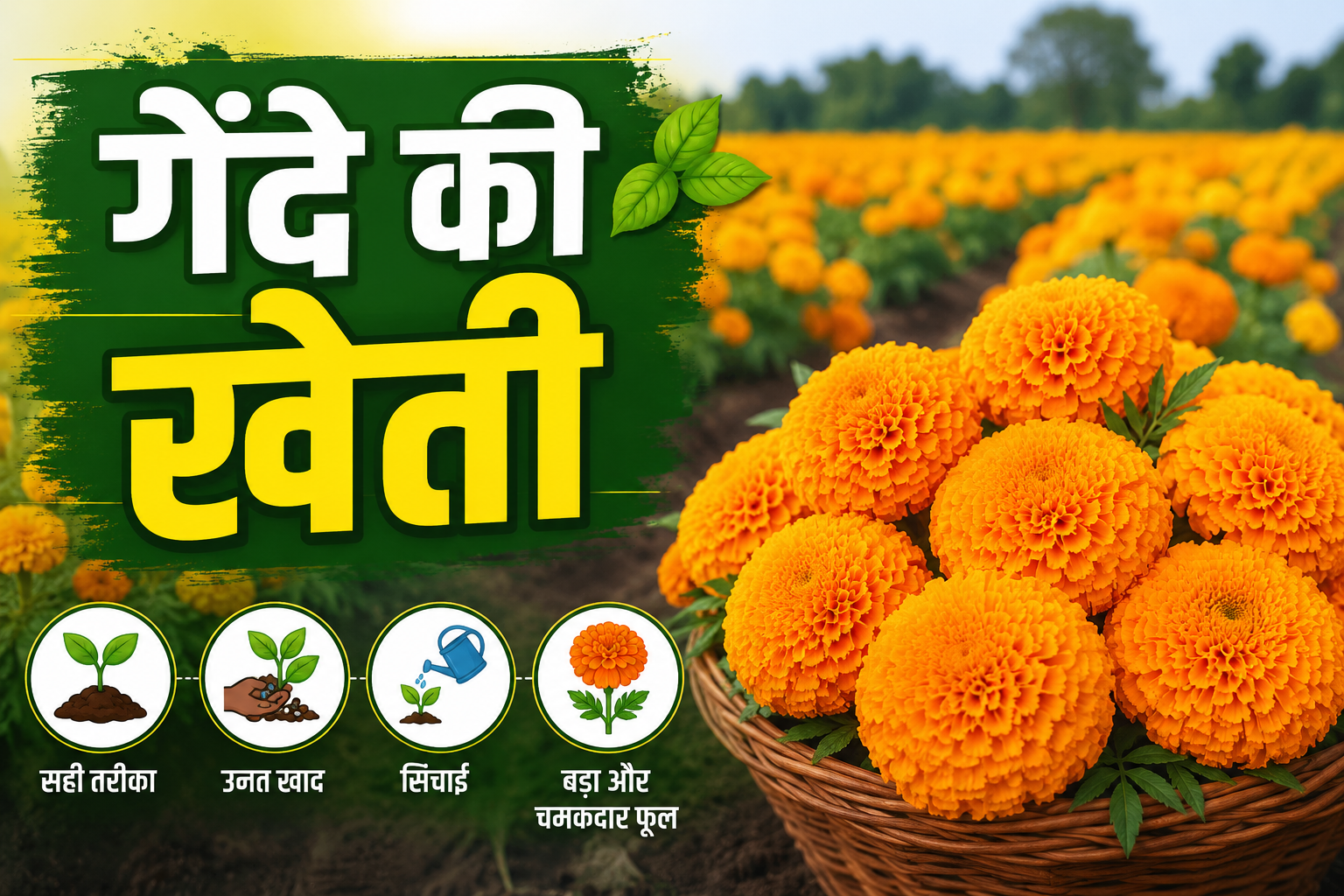गेंदे की खेती में 4 जरूरी खाद | बड़े और चमकदार फूल पाने का आसान तरीका Marigold Farming Tips