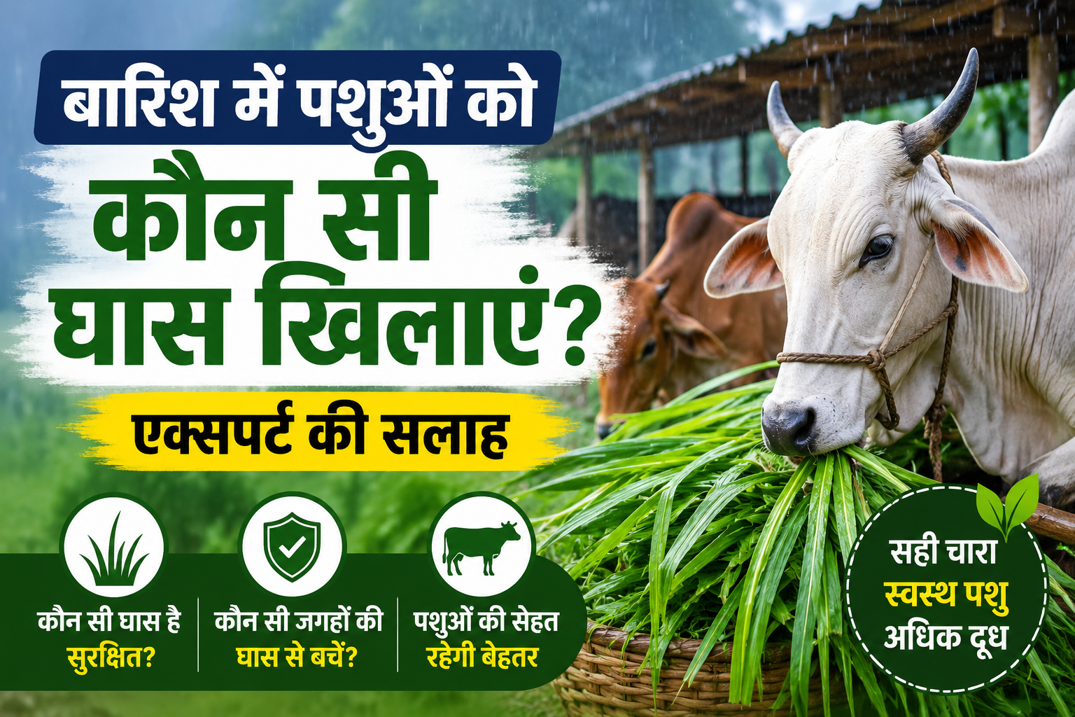 बारिश में पशुओं को कौन सी घास खिलाएं? एक्सपर्ट से जानें सुरक्षित हरे चारे की सही सलाह Green Fodder for Cows
