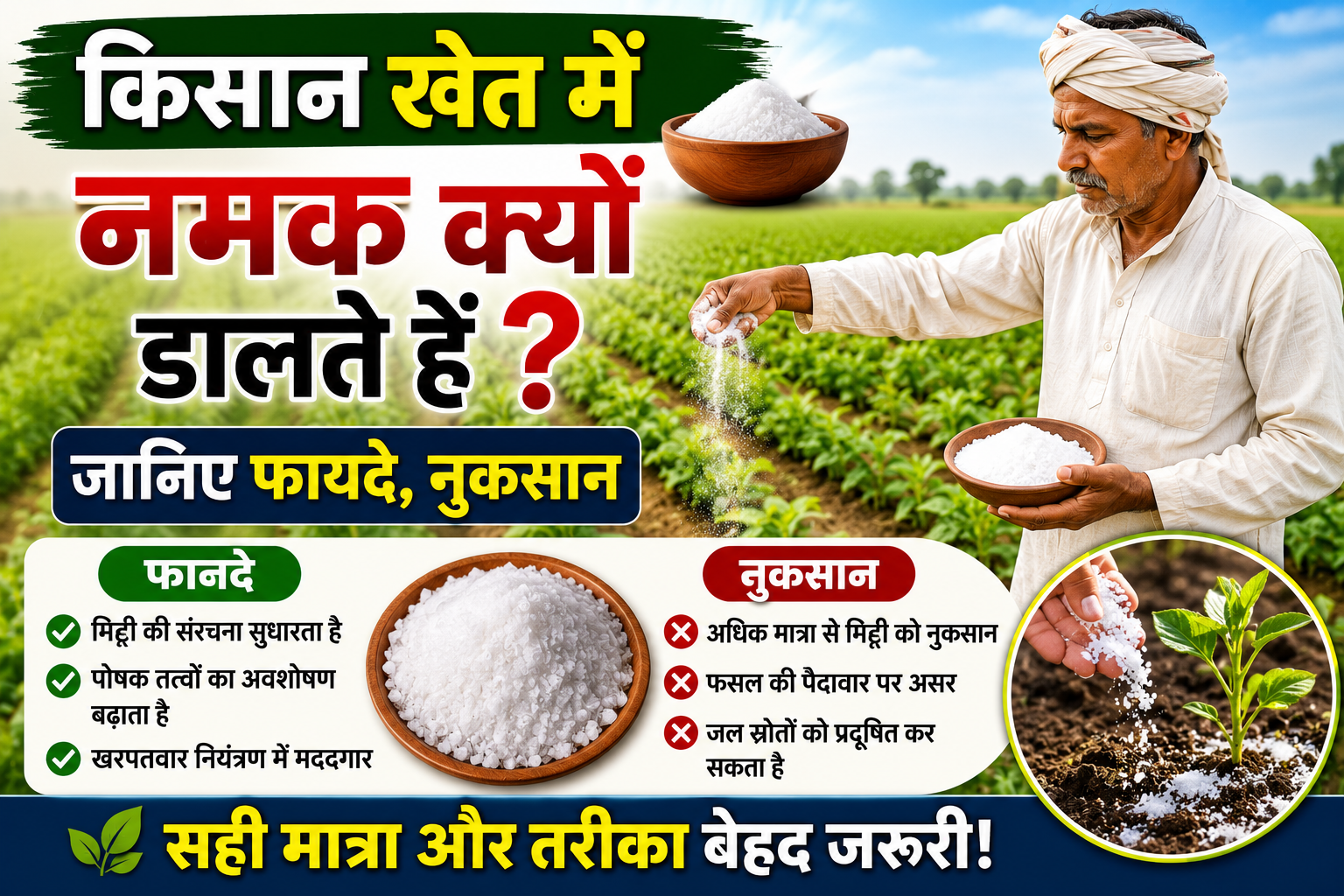 किसान खेत में नमक क्यों डालते हैं? जानिए फायदे, नुकसान और सही तरीका Khet Me Namak Kyu Dalte Hain