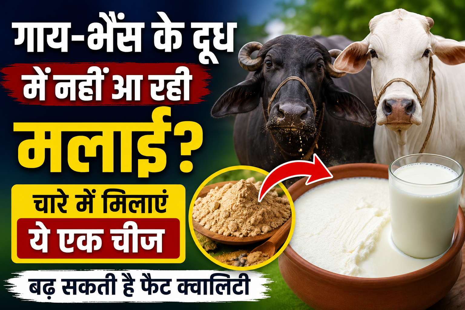 गाय-भैंस के दूध में नहीं आ रही मलाई? चारे में मिलाएं ये एक चीज, बढ़ सकती है फैट क्वालिटी Gay Bhains Ke Doodh Me Malai Kaise Badhaye