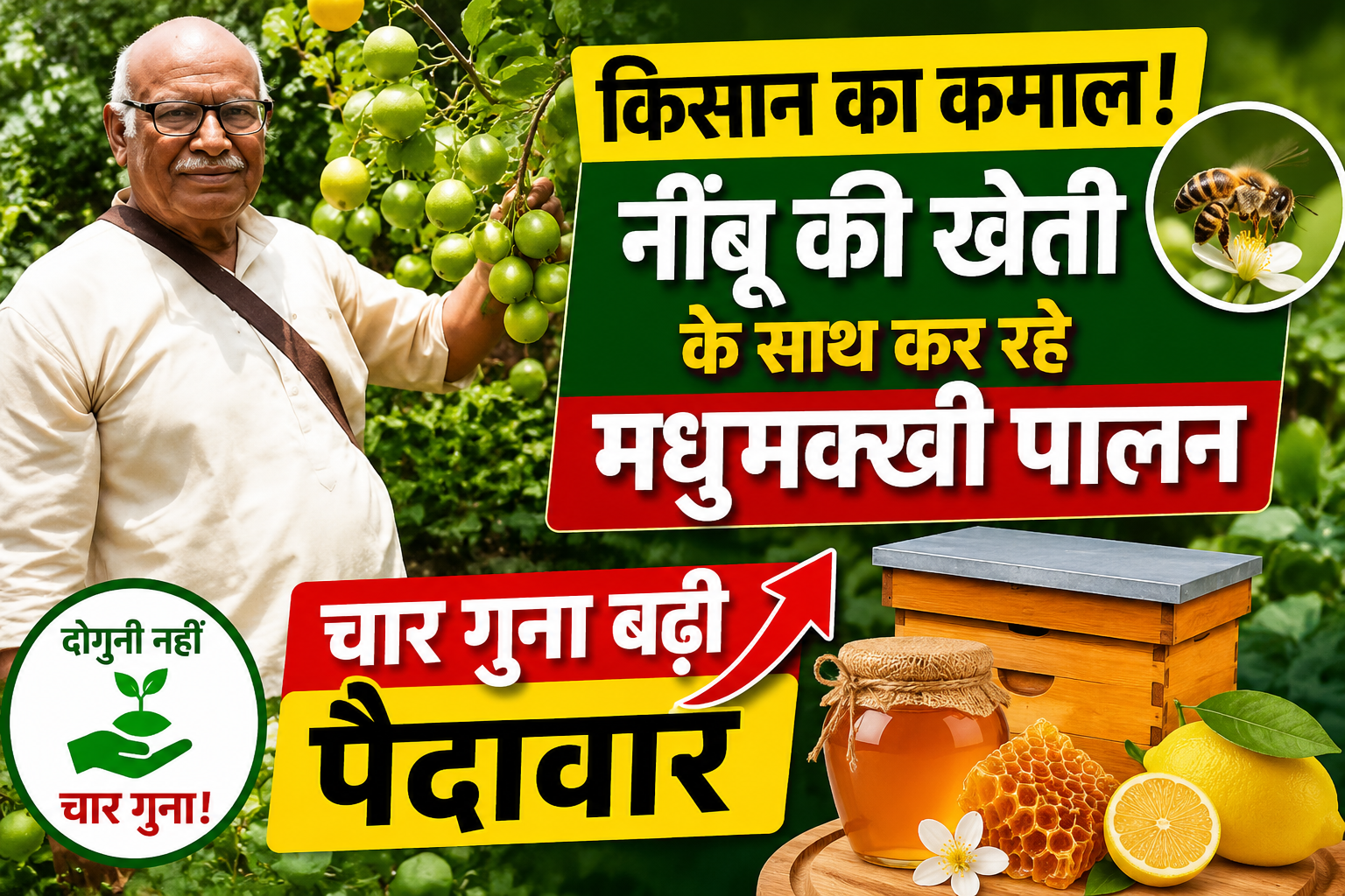 बलिया के किसान जयप्रकाश का कमाल, नींबू की खेती के साथ कर रहे मधुमक्खी पालन, चार गुना बढ़ी पैदावार Lemon Farming with Beekeeping Success Story