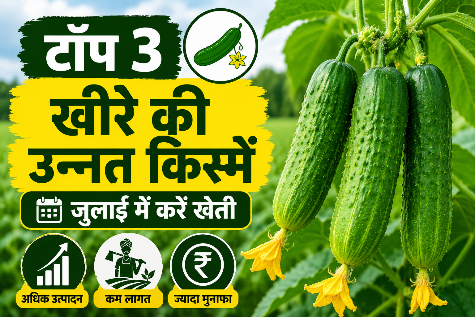 जुलाई में इन 3 उन्नत खीरे की किस्मों की करें खेती, 45–60 दिन में मिलेगा उत्पादन, जानें पूरी जानकारी Top 3 Cucumber Varieties to Grow in July