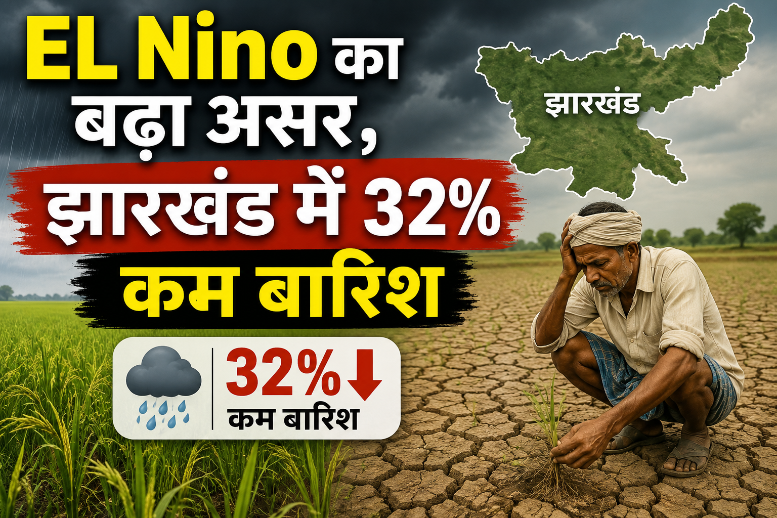 EL Nino का बढ़ा असर, झारखंड में 32% कम बारिश; ICAR ने किसानों को दिए जरूरी खेती के टिप्स