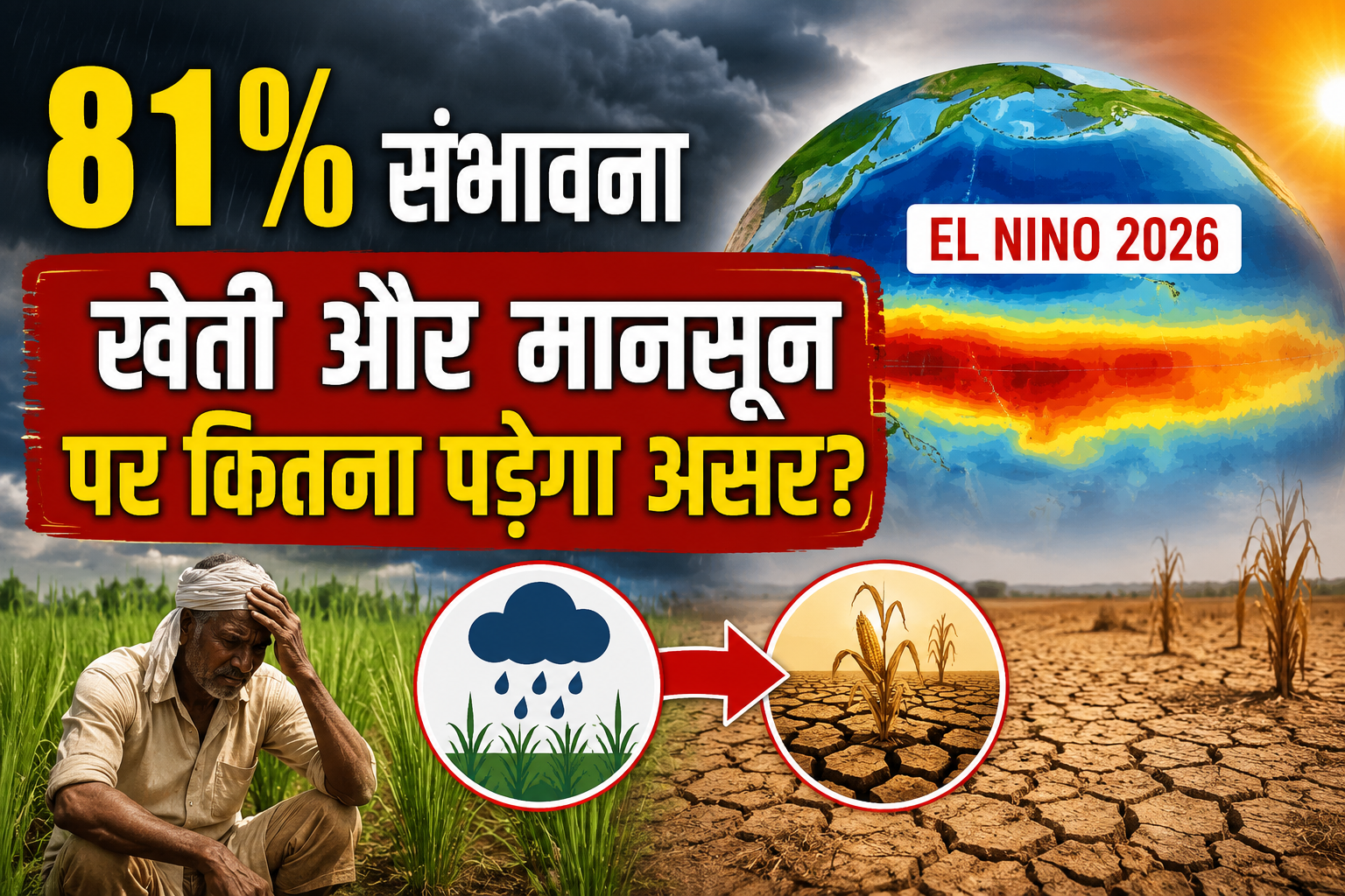 EL Nino 2026: 81% संभावना, साल के अंत तक बेहद ताकतवर हो सकता है अल नीनो, खेती पर बढ़ा बड़ा खतरा