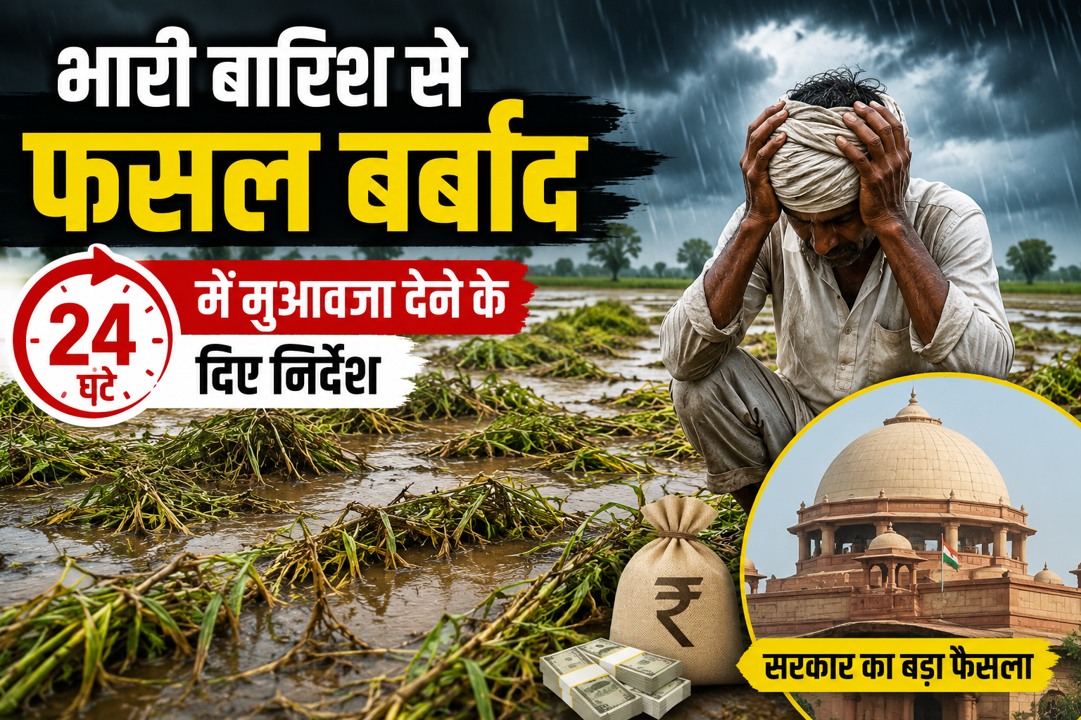 Rain Alert: भारी बारिश से फसल बर्बाद, सरकार ने 24 घंटे में मुआवजा देने के दिए निर्देश