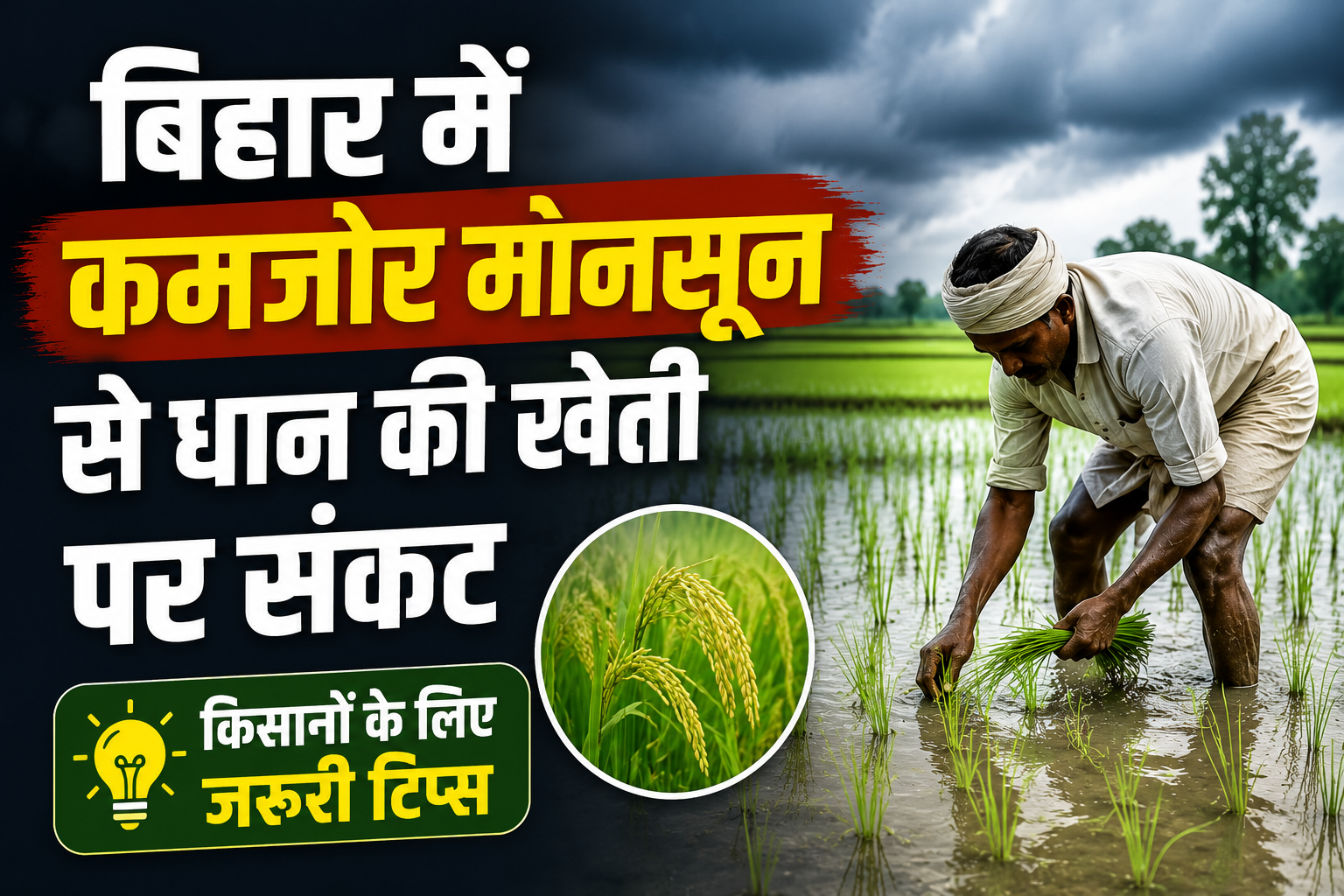 बिहार में कमजोर मॉनसून से धान की खेती पर संकट, जानें किसानों के लिए जरूरी Farming Tips