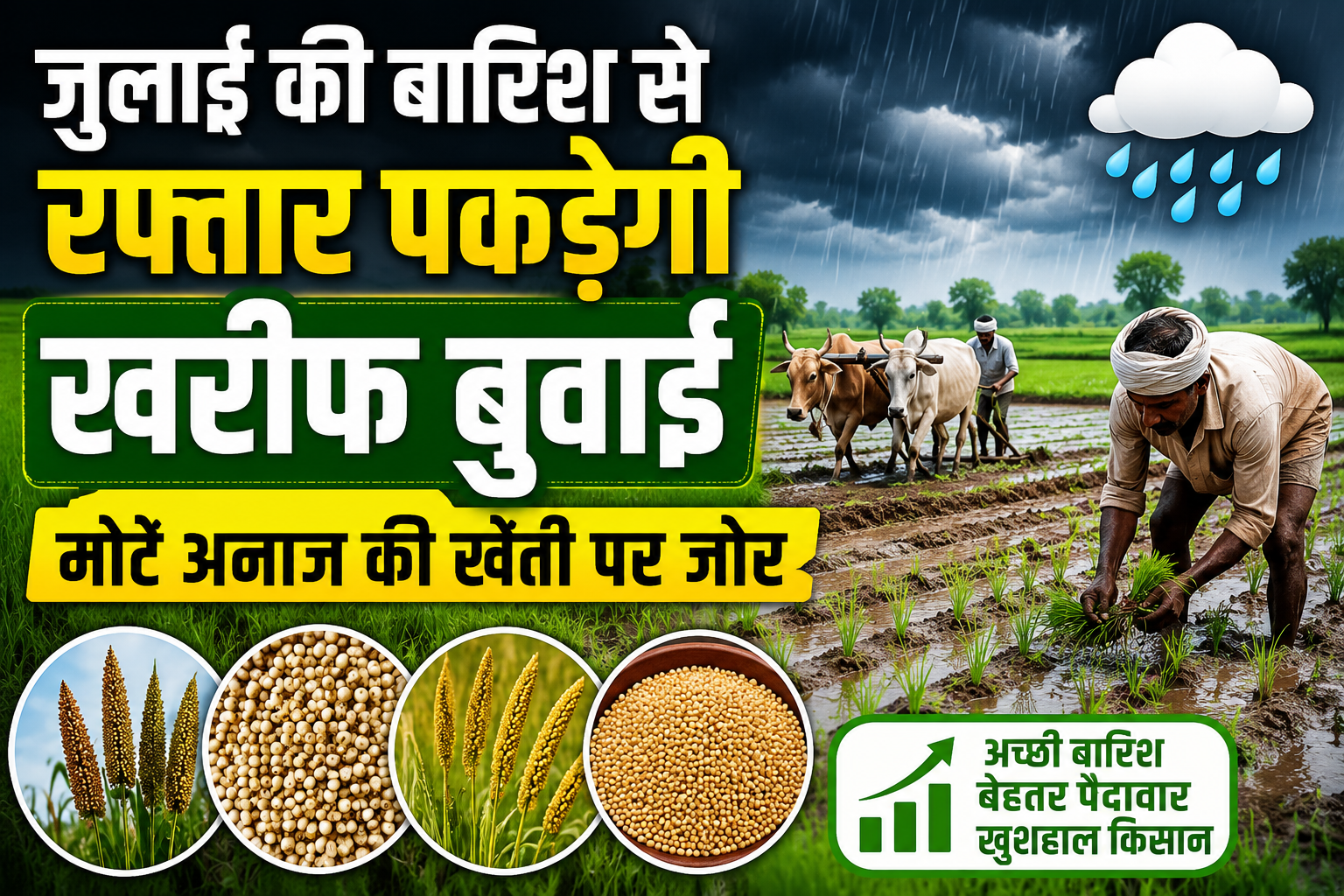 Kharif Sowing: देशभर में पहुंचा मॉनसून, जुलाई की बारिश से रफ्तार पकड़ेगी खरीफ बुवाई, मोटे अनाज की खेती पर जोर