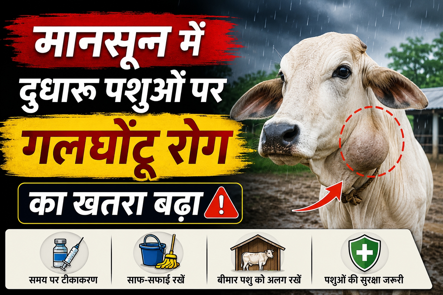 मानसून में दुधारू पशुओं पर गलघोंटू रोग का खतरा बढ़ा, बिहार सरकार ने जारी की जरूरी सलाह | Animal Health Tips