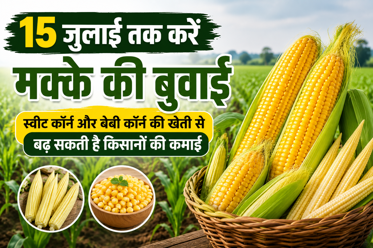 Maize Sowing: 15 जुलाई तक करें मक्के की बुवाई, स्वीट कॉर्न और बेबी कॉर्न की खेती से बढ़ सकती है किसानों की कमाई