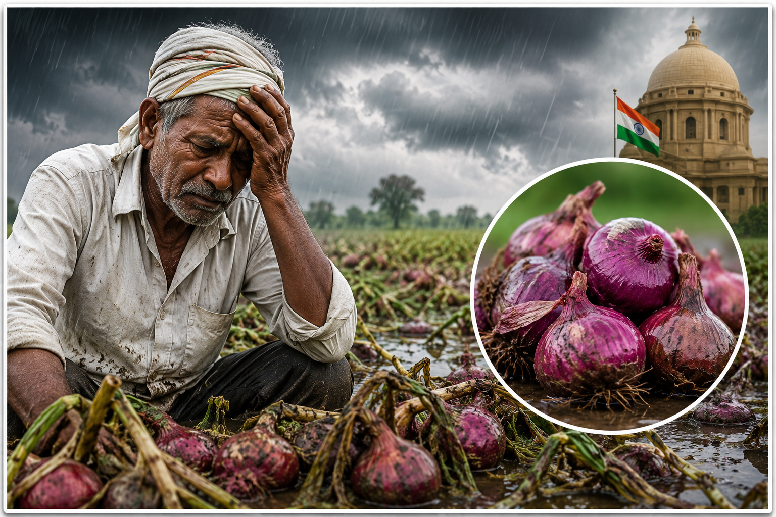 फसल बर्बाद, दाम भी कम… Onion Farmers ने सरकार से उठाई बड़ी मांग, समय पर राहत और मुआवजे की अपील