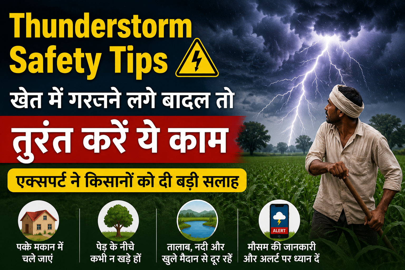 Thunderstorm Safety Tips: खेत में गरजने लगे बादल तो तुरंत करें ये काम, एक्सपर्ट ने किसानों को दी बड़ी सलाह