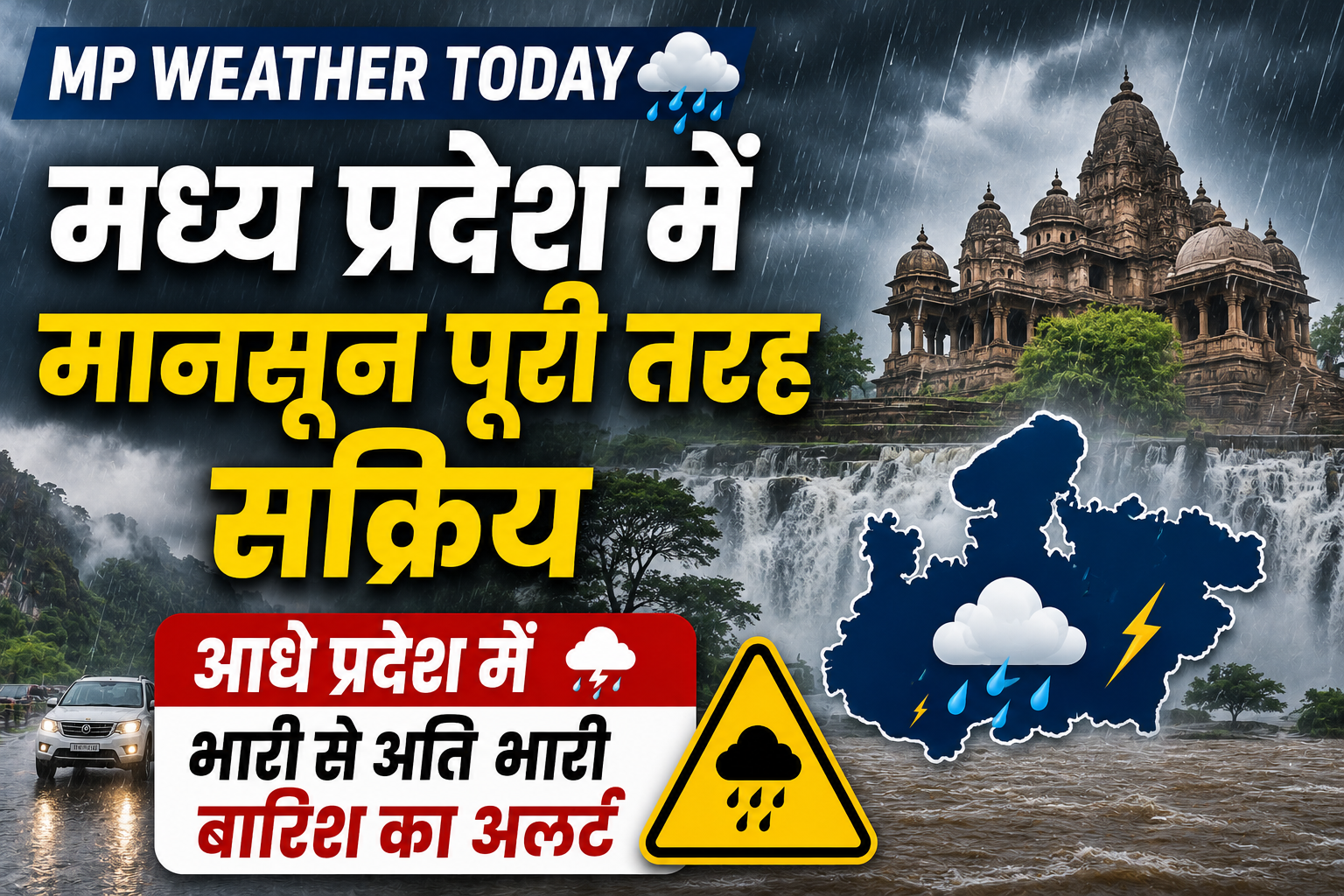 MP Weather Today: मध्य प्रदेश में मानसून पूरी तरह सक्रिय, आधे प्रदेश में आज भारी से अति भारी बारिश का अलर्ट
