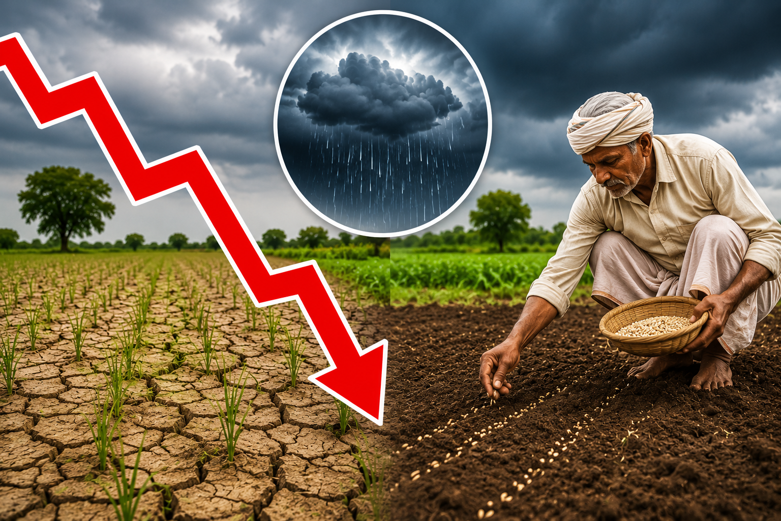 Crop Sowing में बड़ी गिरावट, कमजोर मॉनसून से खरीफ फसलों की बुवाई प्रभावित