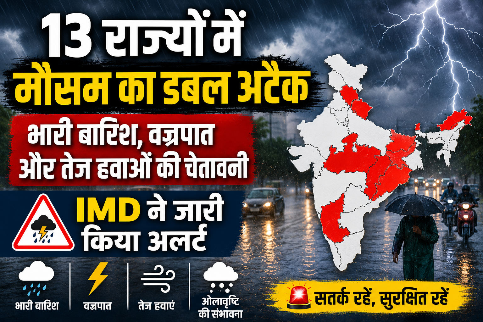 Monsoon Update Today: 13 राज्यों में मौसम का डबल अटैक, भारी बारिश, वज्रपात और तेज हवाओं का अलर्ट, IMD ने जारी की बड़ी चेतावनी