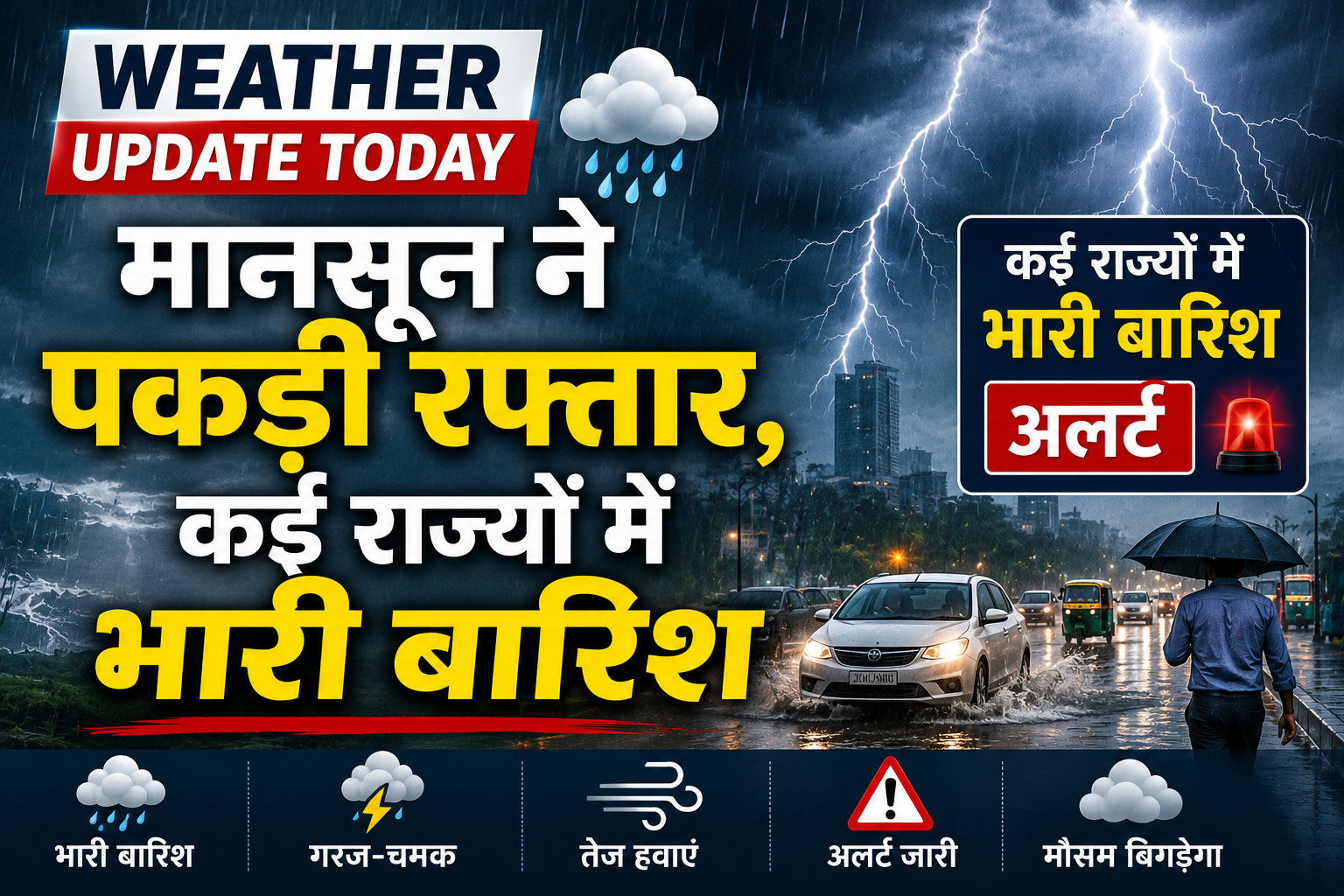 Weather Update Today: मानसून ने पकड़ी रफ्तार, कई राज्यों में भारी बारिश