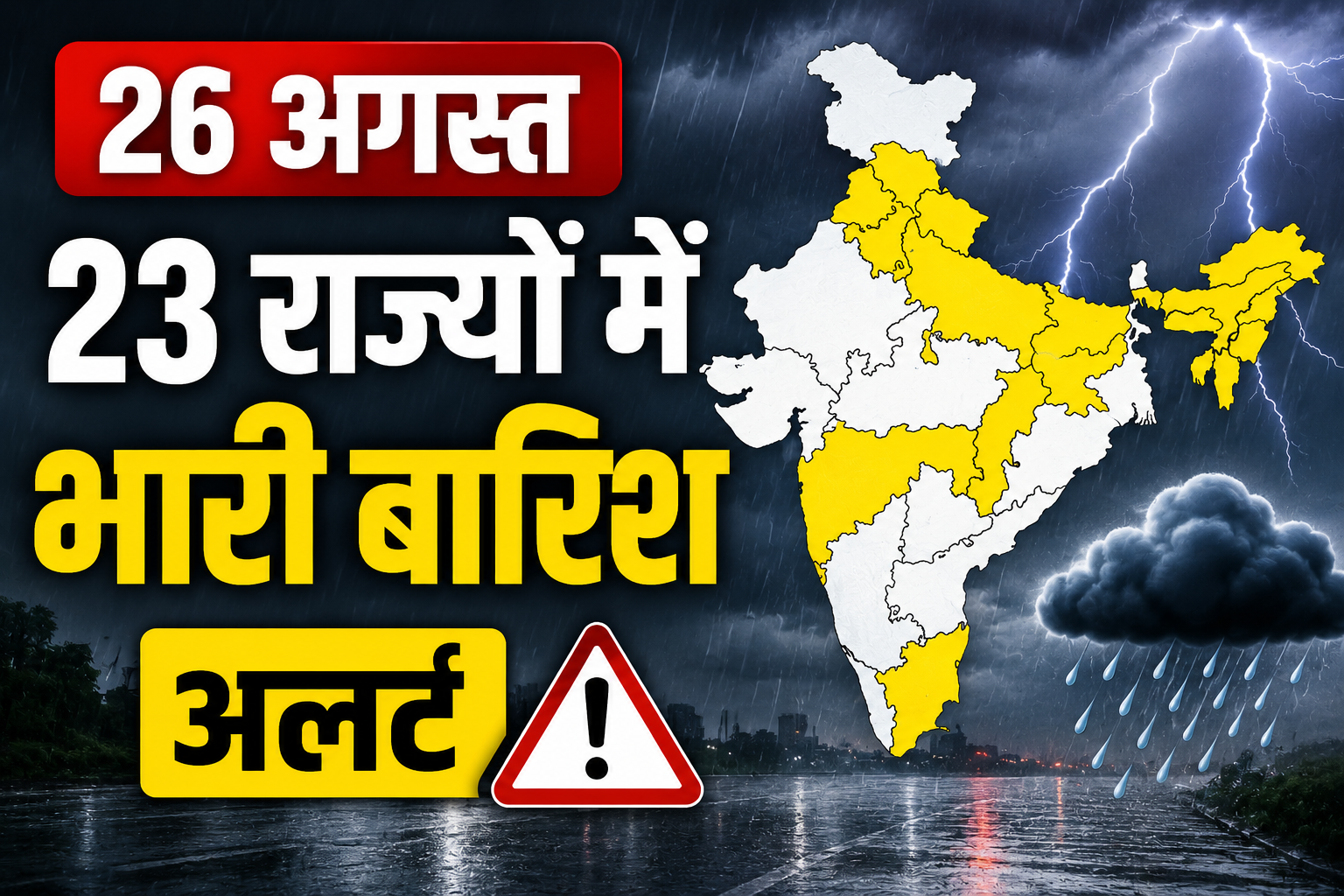Weather Update Today: 26 अगस्त को 23 राज्यों में भारी बारिश का अलर्ट, बिहार में 80 KM की तेज हवाएं