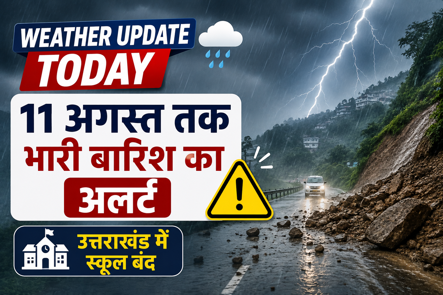 Weather Update Today: 11 अगस्त तक देशभर में तेज बारिश का अलर्ट, IMD ने कई राज्यों के लिए जारी की चेतावनी