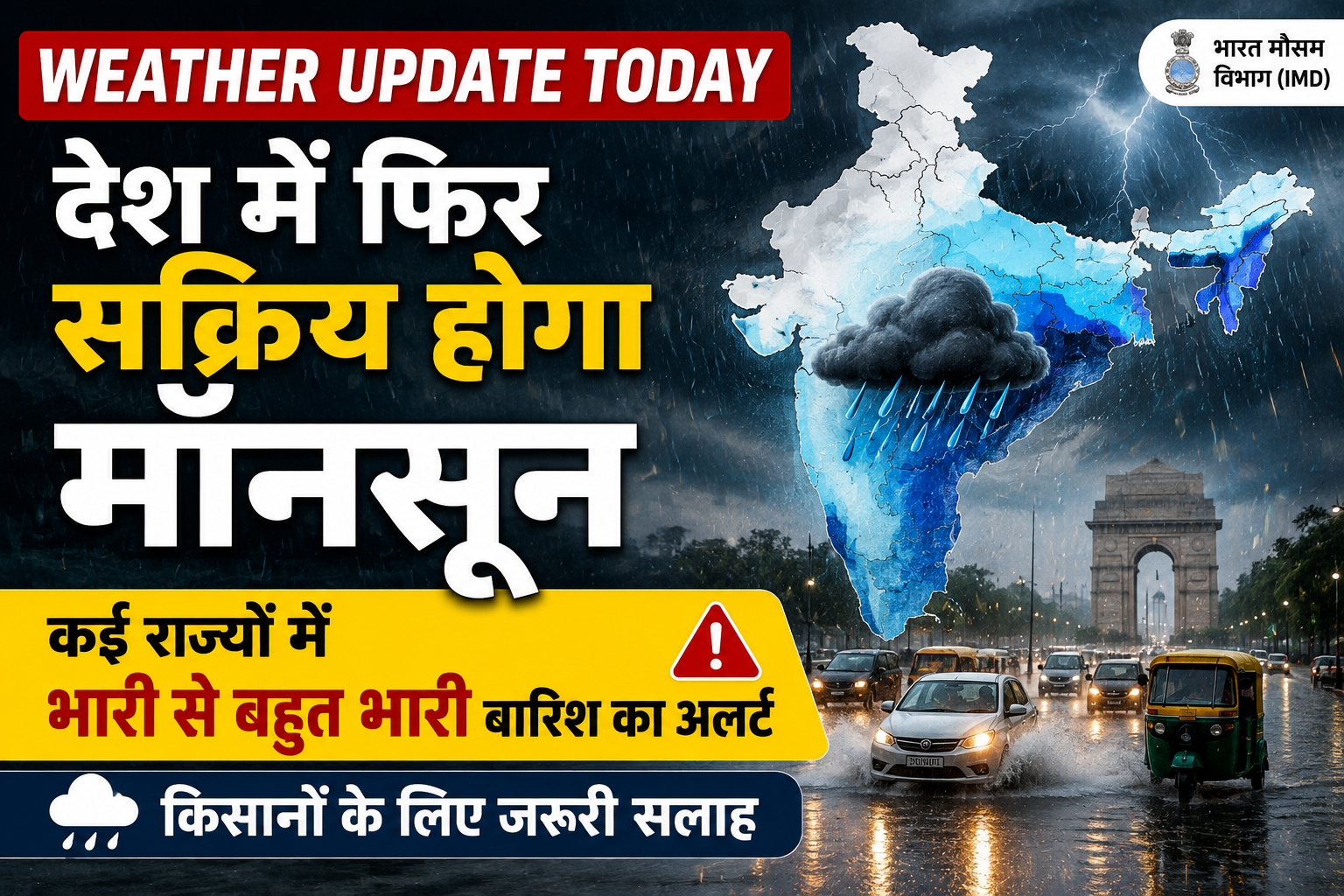 Weather Update Today: देश में फिर सक्रिय हुआ मॉनसून, दिल्ली से केरल तक भारी बारिश का अलर्ट