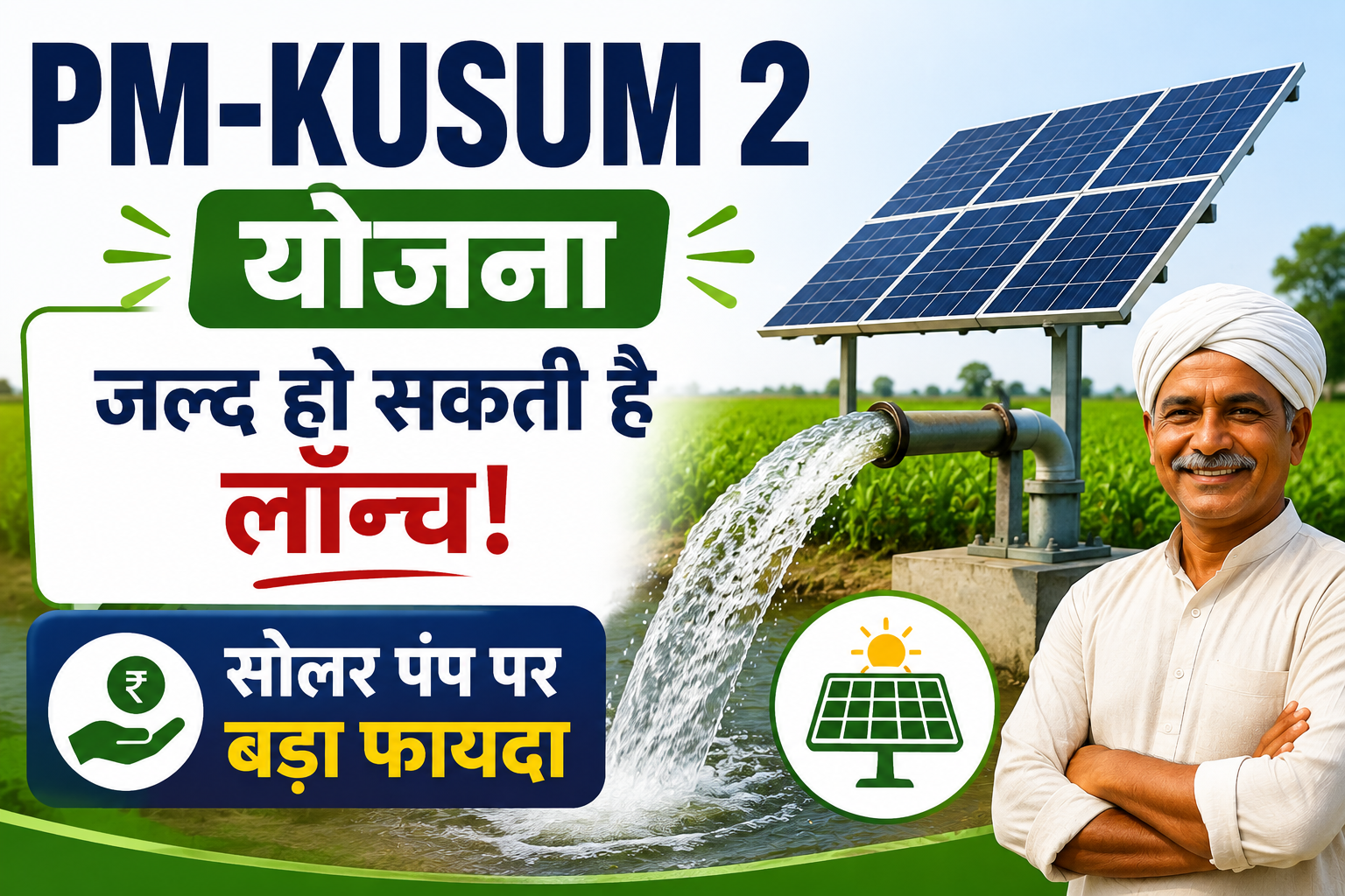 पीएम-कुसुम योजना 2 जल्द हो सकती है लॉन्च! किसानों को सोलर पंप पर मिलेगा बड़ा फायदा PM-KUSUM 2 Yojana Se Solar Pump Par Kitni Subsidy Milegi