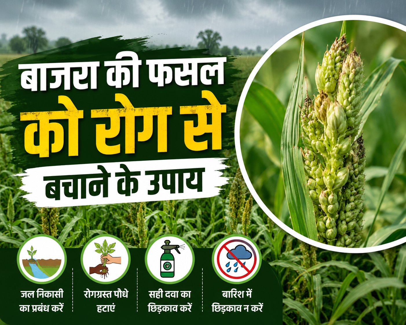बारिश में बाजरा की फसल पर रोग का खतरा, जानें बचाव के आसान उपाय Bajra Ki Fasal Ko Rog Se Bachane Ke Upay