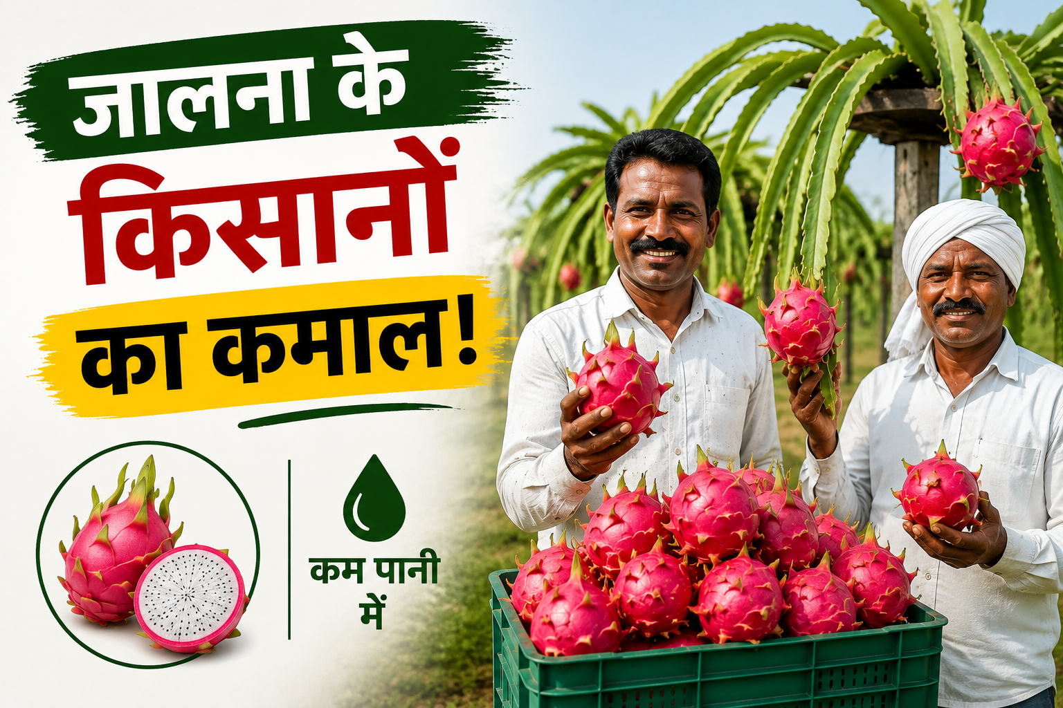 जालना के किसानों का कमाल! कम पानी में ड्रैगन फ्रूट की खेती से लाखों कमाने की तैयारी Dragon Fruit Farming Success Story in Jalna Maharashtra