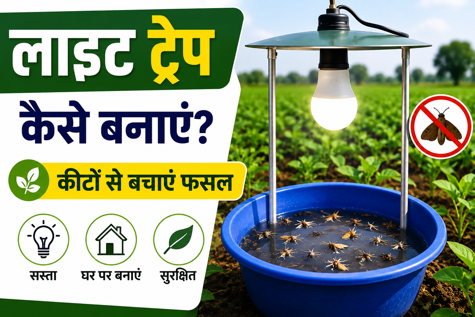 घर पर कम खर्च में तैयार करें लाइट ट्रैप, ऐसे बचाएं फसल को कीटों से Light Trap Kaise Banaye?
