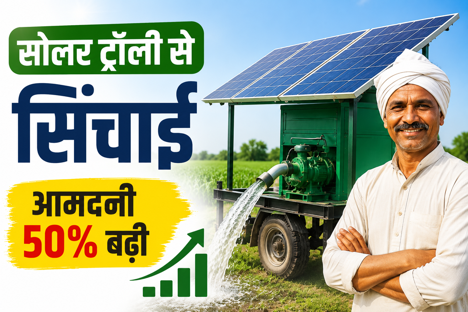 सोलर ट्रॉली से सिंचाई कर किसान ने बचाए 1 लाख रुपये, आमदनी में 50% तक बढ़ोतरी Solar Trolley Sinchai System Se Kisan Ki Aamdani 50% Badi