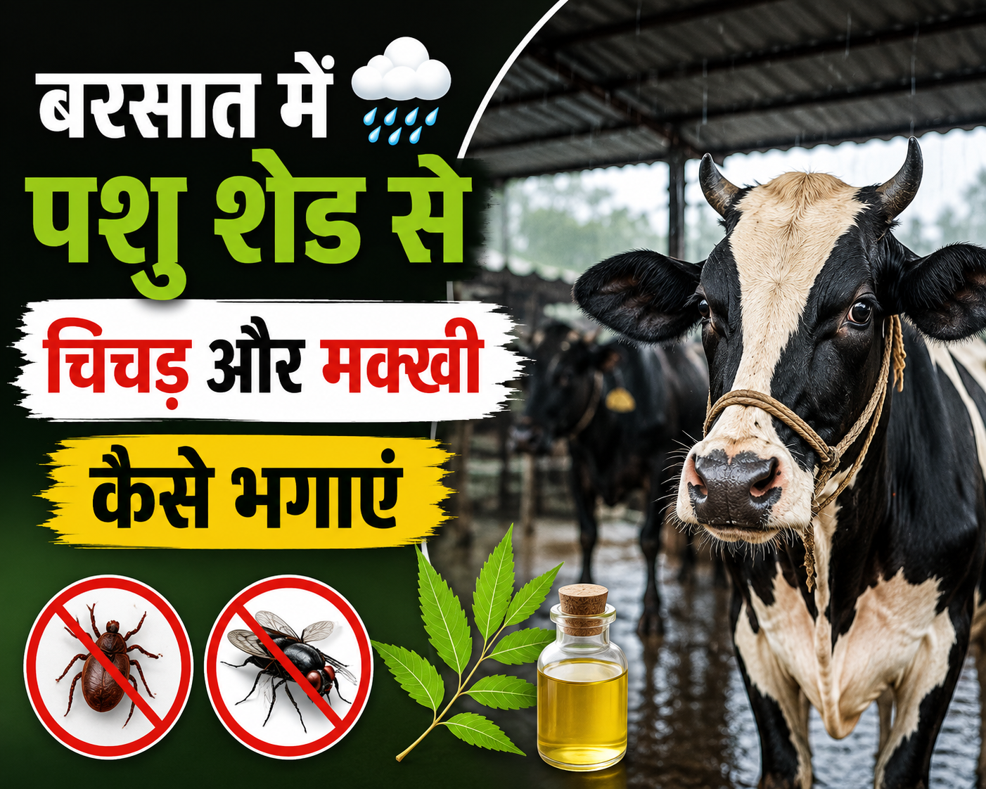 बरसात में पशु शेड से चिचड़ और मक्खी कैसे भगाएं? रोजाना अपनाएं ये आसान उपाय Barsat Mein Pashu Shed Se Chichad Aur Makkhi Kaise Bhagaye?
