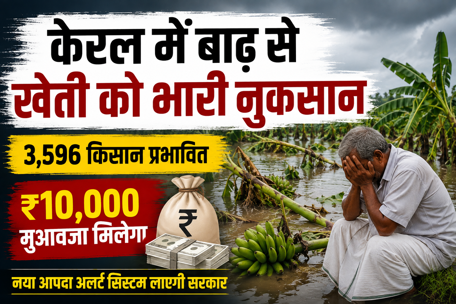 केरल में बाढ़ से खेती को भारी नुकसान, 3,596 किसान प्रभावित, ₹10,000 मुआवजा देगी सरकार Kerala Me Baadh Se Kheti Ka Nuksan