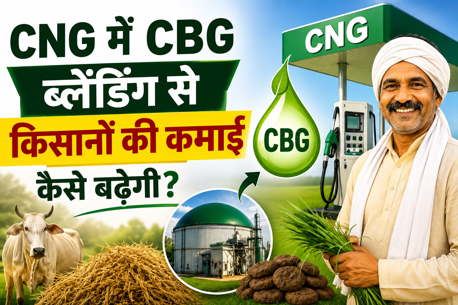 गोबर और पराली से किसानों की आय बढ़ाने की सरकार की बड़ी तैयारी CNG Mein CBG Blending Se Kisanon Ki Kamai Kaise Badhegi?