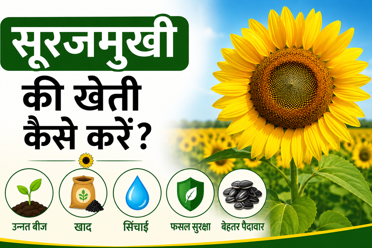 सूरजमुखी की खेती कैसे करें! बुवाई, खाद, सिंचाई और पैदावार की पूरी जानकारी Surajmukhi Ki Kheti Kaise Karein