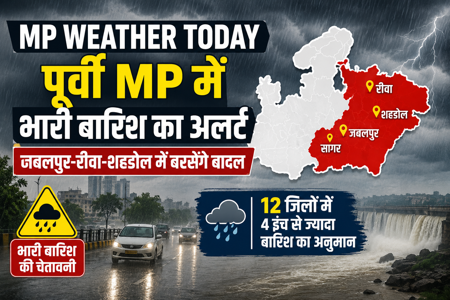 MP Weather Today: पूर्वी मध्य प्रदेश में आज जमकर बरसेंगे बादल, इन जिलों में भारी बारिश का अलर्ट