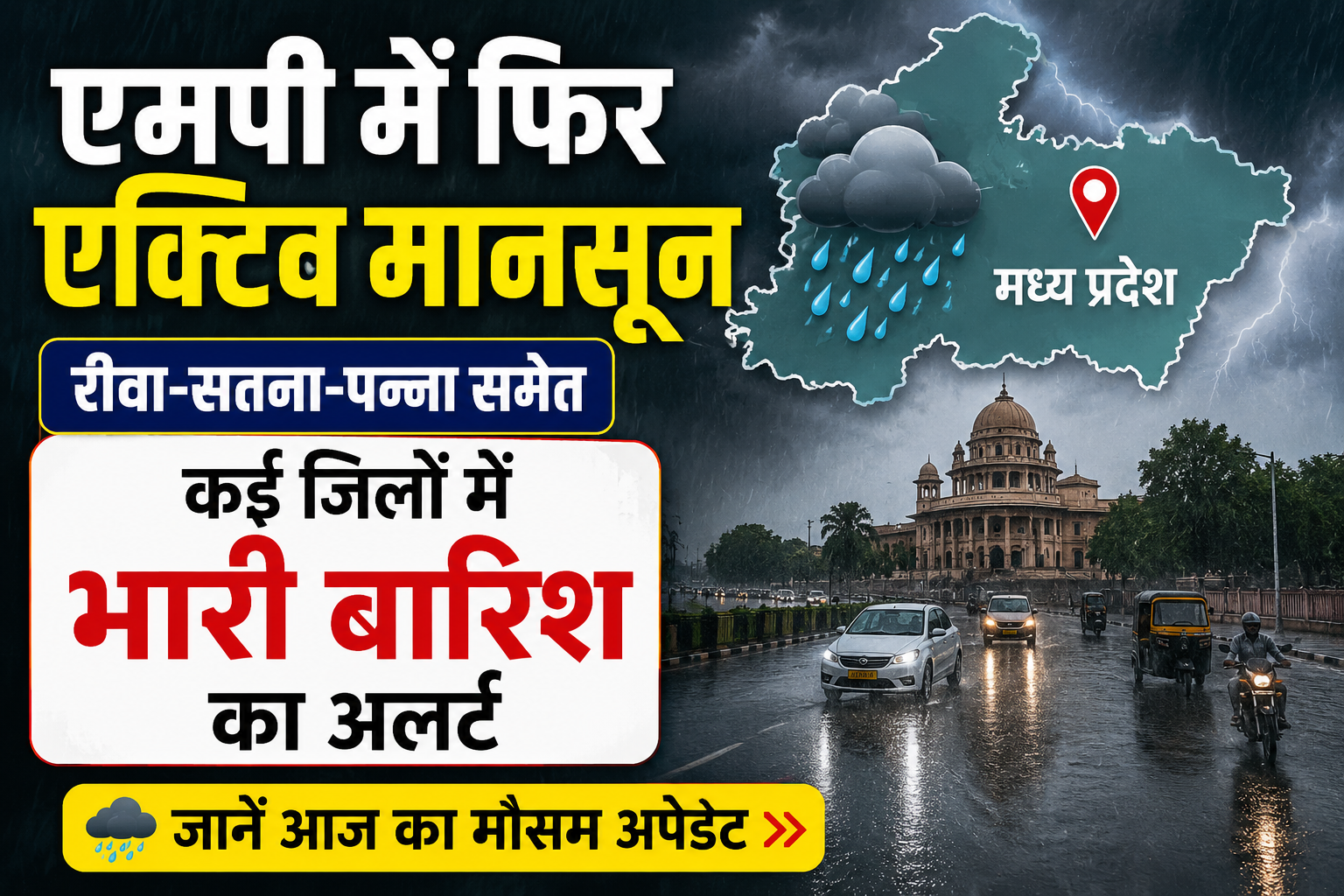 MP Weather Today: मध्य प्रदेश में फिर एक्टिव मानसून, रीवा-सतना-पन्ना समेत कई जिलों में भारी बारिश का अलर्ट