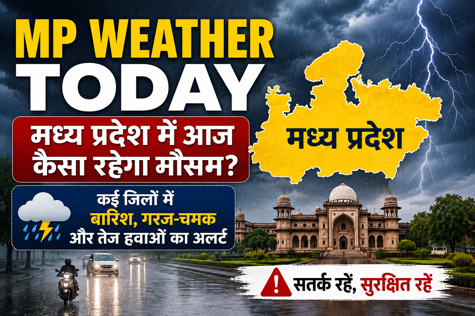 MP Weather Today: मध्य प्रदेश में आज कैसा रहेगा मौसम? कई जिलों में बारिश, गरज-चमक और तेज हवाओं का अलर्ट