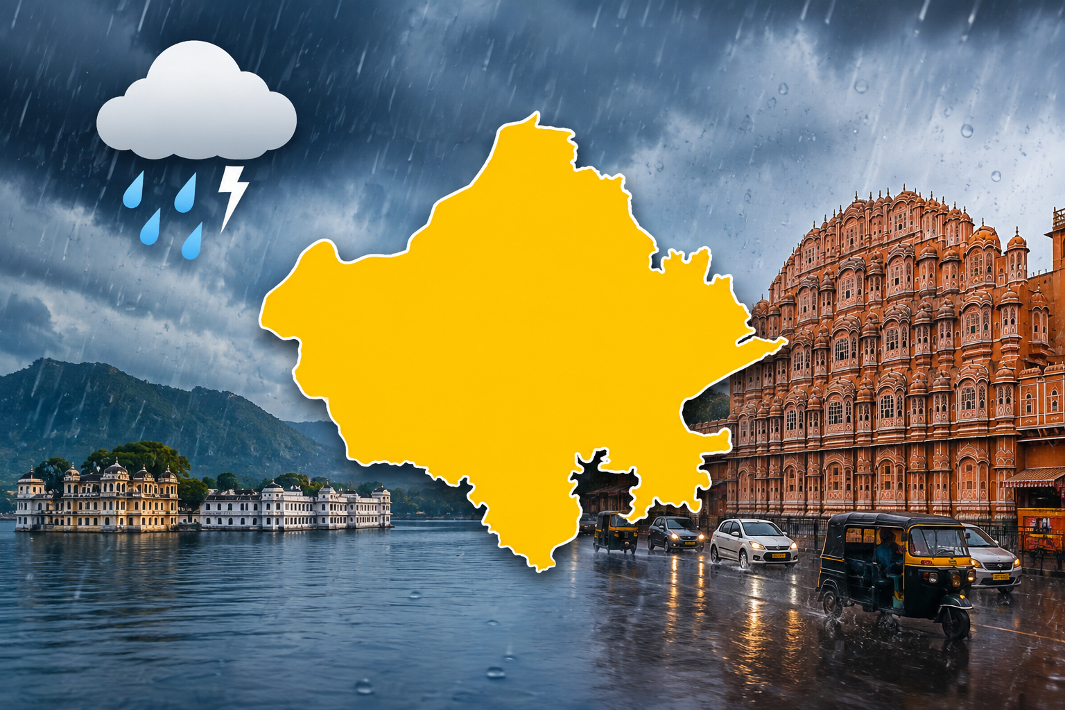 Rajasthan Weather Today: जयपुर, कोटा, उदयपुर समेत कई जिलों में भारी बारिश, 18 जिलों में अलर्ट जारी