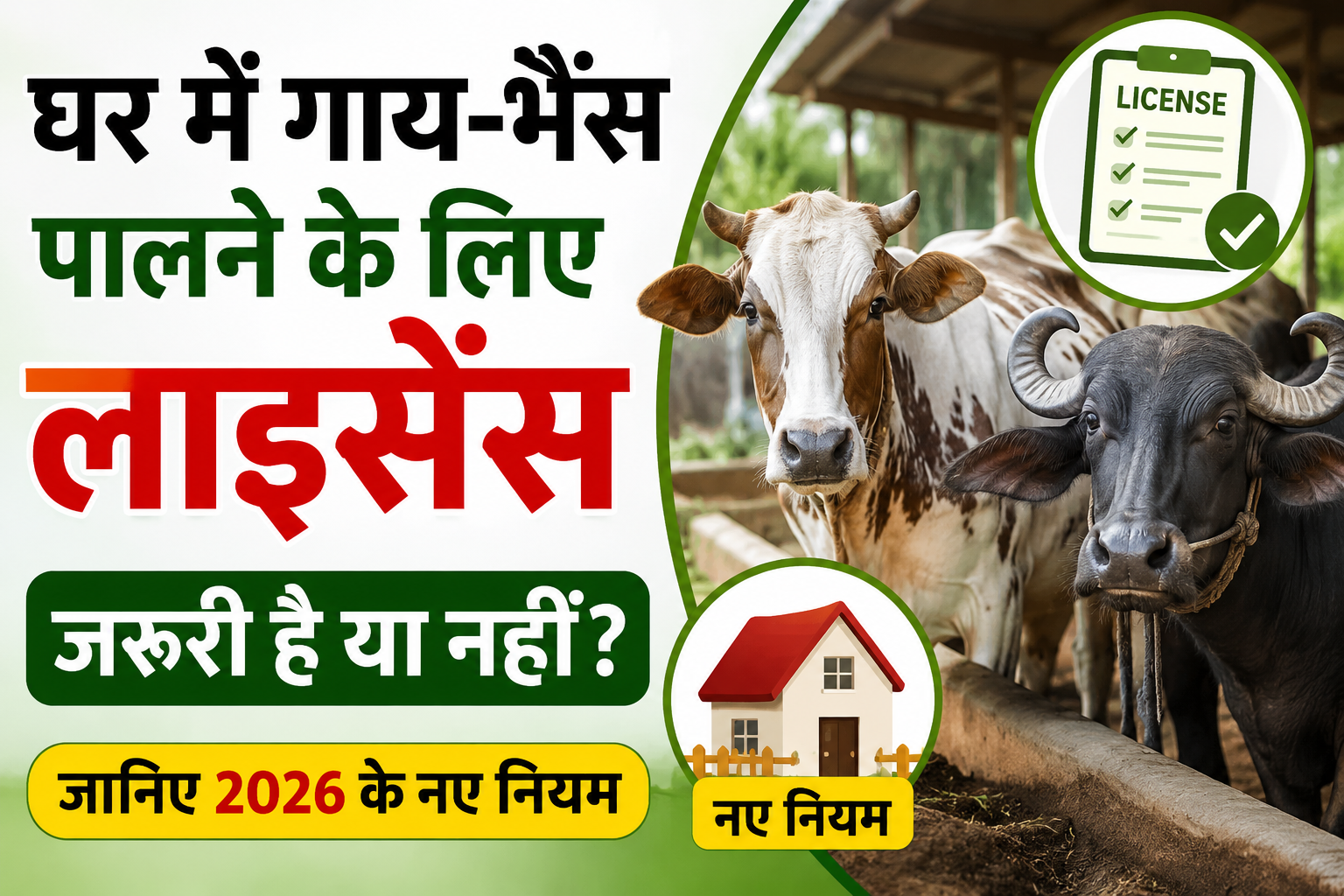 घर में गाय-भैंस पालने के लिए लाइसेंस जरूरी है या नहीं? जानिए 2026 के नए नियम Ghar Mein Gaay-Bhains Palne Ke Liye License Zaruri Hai Ya Nahi?