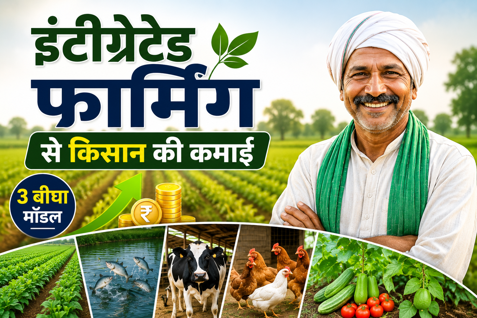 इंटीग्रेटेड फार्मिंग से बढ़ेगी किसान की कमाई, 3 बीघा खेत का मॉडल समझिए Integrated Farming Se Kisan Ki Kamai
