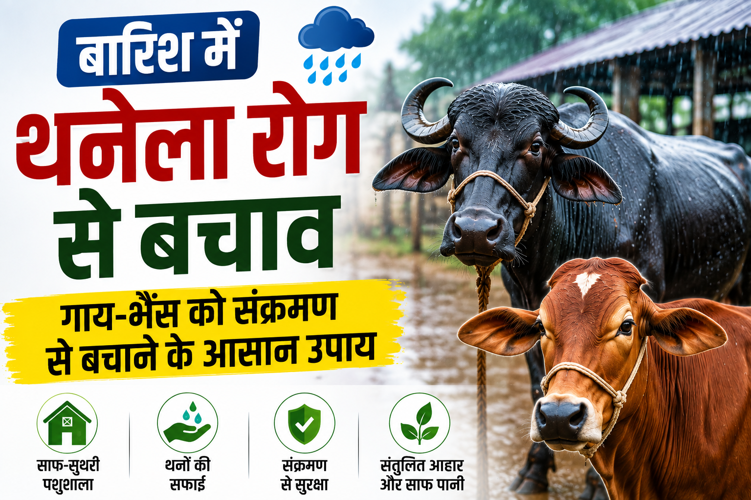बारिश में गाय-भैंस का दूध हो सकता है बंद! थनेला रोग से बचाव के आसान उपाय Barish Mein Thanela Rog Se Bachav