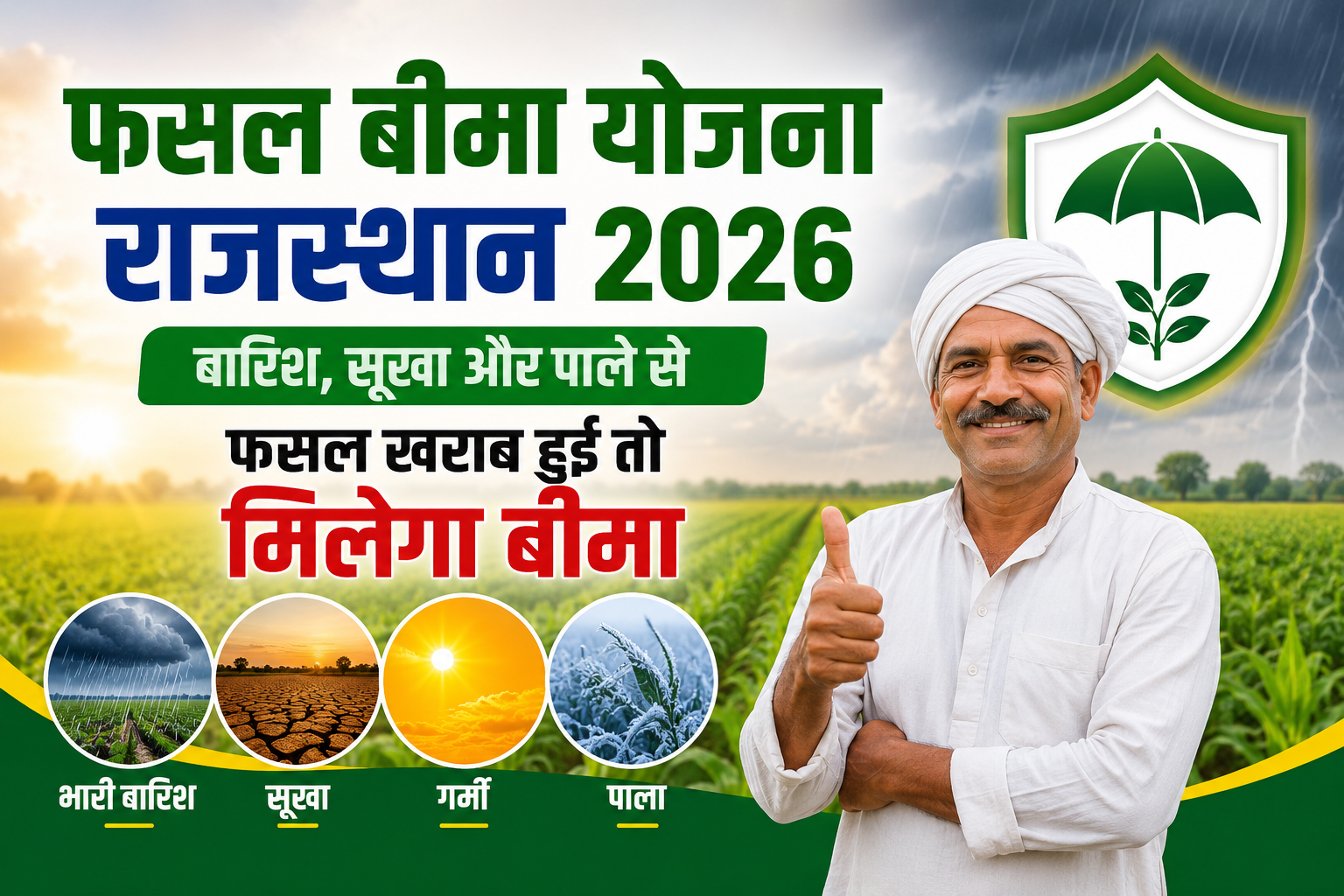 राजस्थान के किसानों को बारिश-सूखा से फसल नुकसान पर बीमा मिलेगा Fasal Bima Yojana Rajasthan 2026